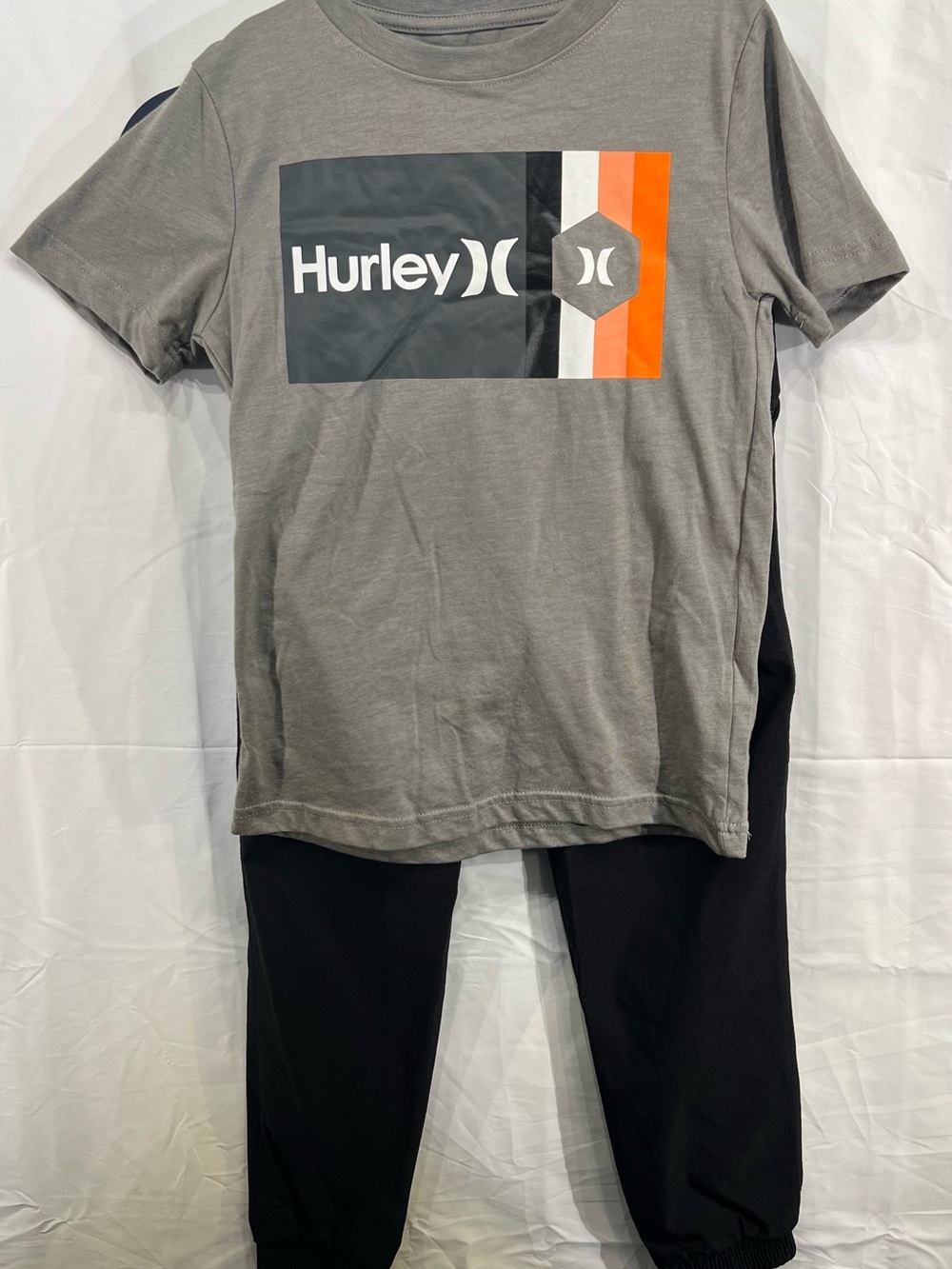 Hurley Gray Tee with Black, White & Orange Graphic